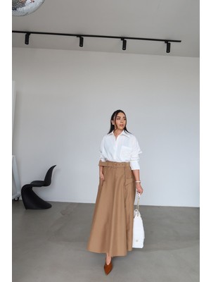 Özge Özgenç Tok Kumaş Fermuarlı Etek