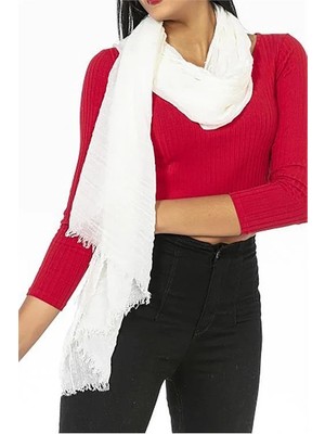 Dip Moda Kadın Ekru Müslin Kumaş Şal Pareo DPMHT02