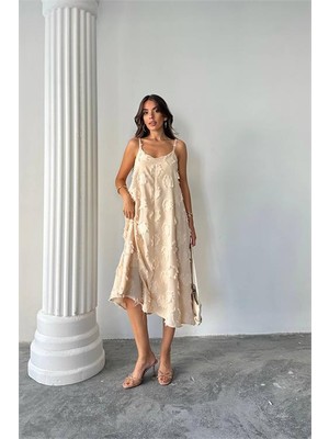 Dip Moda Kadın Fistolu Askılı Tam Boy Elbise DPG098
