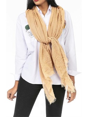 Dip Moda Kadın Camel Müslin Kumaş Şal Pareo DPMHT02