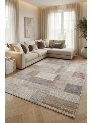 Konfor Halı Motto 4478 Bej Yumuşak Dokulu Salon Mutfak Koridor Oturma Odası Dokuma Makine Halısı