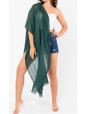 Dip Moda Kadın Zümrüt Yeşil Müslin Kumaş Şal Pareo DPMHT02