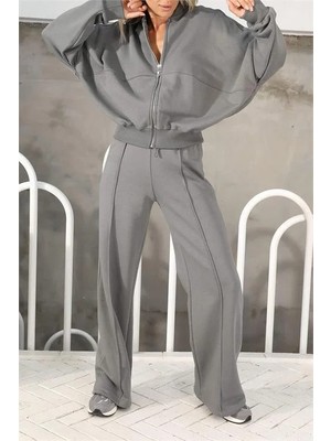 Dip Moda Kadın Penye 3 Iplik Şardonlu Kumaş DPMGTS022 - Antrasit