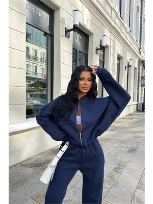 Dip Moda Kadın Kışlık Alt Üst Eşofman Takımı DPNB0022 - Lacivert