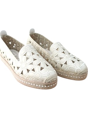 Bilener Green Mod 26Y923 Kadın Nakışlı Lazerli Espadril Babet Bej