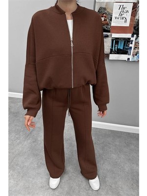 Dip Moda Kadın 3 Iplik Şardonlu Oversize Eşofman Takımı DPG105