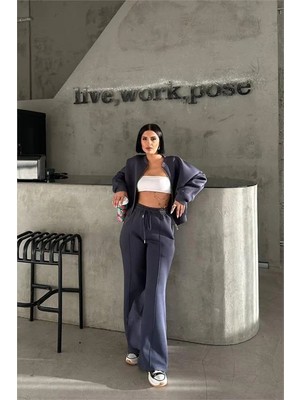 Dip Moda Kadın Cepli 3 Iplik Şardonlu Eşofman Takımı DPHS001