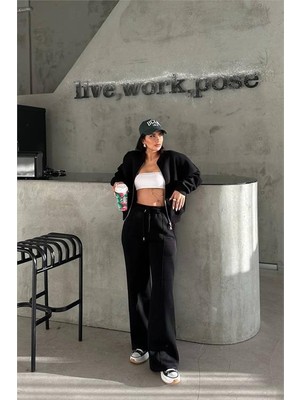 Dip Moda Kadın Cepli 3 Iplik Şardonlu Eşofman Takımı DPHS001