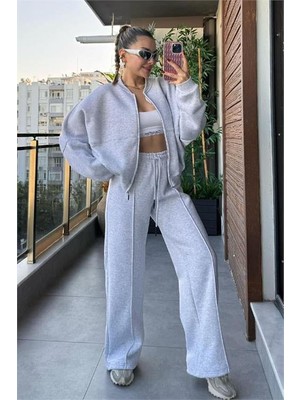 Dip Moda Kadın Iç Polarlı Fermuarlı Eşofman Takımı MLN003