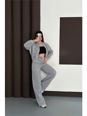 Dip Moda Kadın Cepli Içi Polarlı 3 Iplik Eşofman Takımı RYHS001