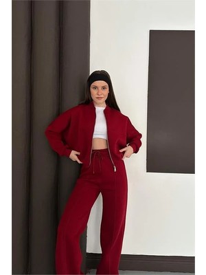 Dip Moda Kadın Fermuarlı 3 Iplik Eşofman Takımı DPESF01