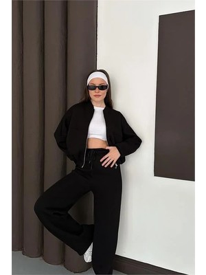 Dip Moda Kadın Fermuarlı 3 Iplik Eşofman Takımı DPESF01