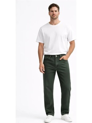 Connemara Jeans Erkek Regular Fit Haki Yeşil Denim Pantolon  Rahat Kalıp
