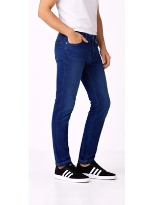 Connemara Erkek Slim Fit Mavi Kot Pantolon – Paça Katlamalı, Doğal Yıkamalı Pantolon