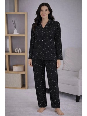 Pemilo Kadın 7119 Düğmeli Uzun Kol Pijama Takımı