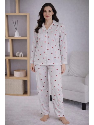 Pemilo Kadın 7114 Uzun Kol Düğmeli Pijama Takımı