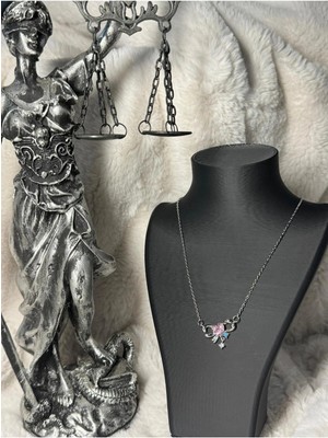 Pembe Kalp Taşlı Gümüş Renk Kolye – Zirkon Detaylı Şık Kadın Kolye