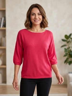 Genel Merserize Bisiklet Yaka Truvakar (Kapri) Kol Triko Bluz