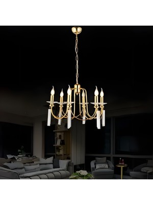 Ronisu Aydınlatma Kontes Klasik Salon Oturma Odası Avize Rustik Kristal Taşlı Avize