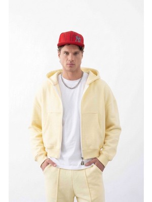 Gothamvibes Erkek Boxy Oversize Fermuarlı Chill Vanilya Sweatshirt