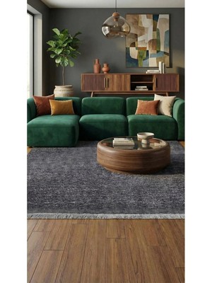 Halı Special Yuma Antrasit Peluş Halı|salon-Mutfak-Antre-Oturma Odası-Yumuşak-Kaymaz Taban-Yıkanabilir–modern