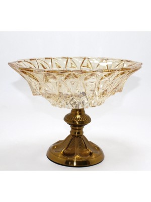 Livenda Gold Detaylı Eskitme Ayaklı Dekoratif Cam Sunumluk LIV185