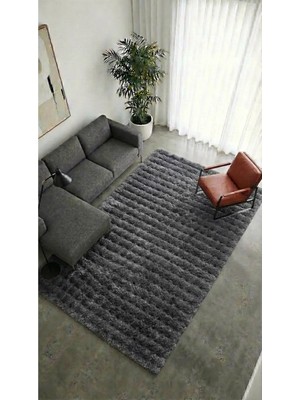 Halı Special Yuma Bubble Antrasit Peluş Halı|salon-Mutfak-Antre-Oturma Odası-Yumuşak-Kaymaz Taban-Yıkanabilir
