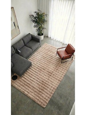 Halı Special Yuma Bubble Bej Peluş Halı|salon-Mutfak-Antre-Oturma Odası-Yumuşak-Kaymaz Taban-Yıkanabilir–modern