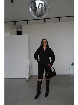 Özge Özgenç Tok Doku Ekoseli Bermuda Şort