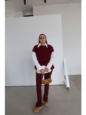 Özge Özgenç Fitilli Paçası Yırtmaçlı Tayt Pantolon