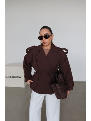 Özge Özgenç Kuşaklı Kruvaze Trençkot