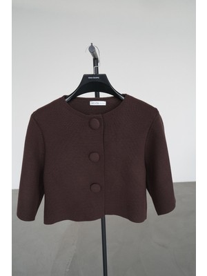 Özge Özgenç Kısa Kollu Büyük Düğmeli Çelik Hırka