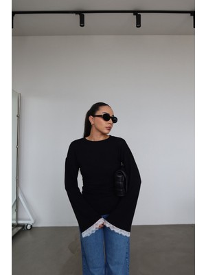 Özge Özgenç Ispanyol Kol Güpürlü Bluz