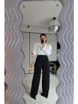 Özge Özgenç Çift Pileli Palazzo Pantolon