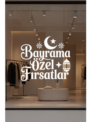 Mıgnatıs Bayrama Özel Fırsatlar Yazısı Cam Vitrin Sticker – Bayram Kampanyası Mağaza Çıkartması