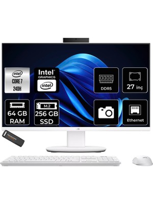 Asus V470 Core 7 240H All In One Bilgisayar 64GB RAM 256GB SSD 27" FHD 100Hz FreeDOS + Per4 USB V470C716512W0DP331