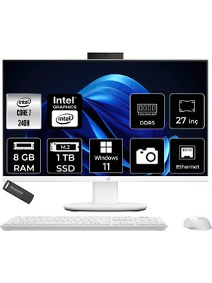 Asus V470 Intel Core 7 240H 8gb 1tb SSD 27" Fhd 100Hz W11H All In One Bilgisayar & Per4 USB Bellek V470C716512W0DP343