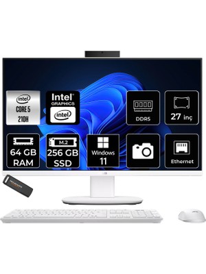 Asus V470 Core 5 210H All In One Bilgisayar 64GB RAM 256GB SSD 27" FHD 100Hz Win11 Pro + Per4 USB V470C516512W0DP411