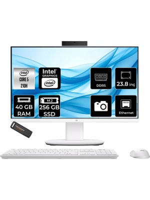 Asus V440 Intel Core 5 210H 40GB 256GB SSD 23.8" Fhd 100Hz Fdos All In One Bilgisayar & Per4 USB Bellek V440C58512W0DP321