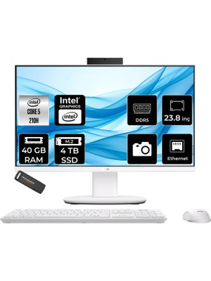Asus V440 Intel Core 5 210H 40GB 4tb SSD 23.8" Fhd 100Hz Fdos All In One Bilgisayar & Per4 USB Bellek V440C58512W0DP325