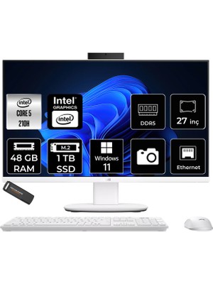 Asus V470 Intel Core 5 210H 48GB 1tb SSD 27" Fhd 100Hz W11P All In One Bilgisayar & Per4 USB Bellek V470C516512W0DP408