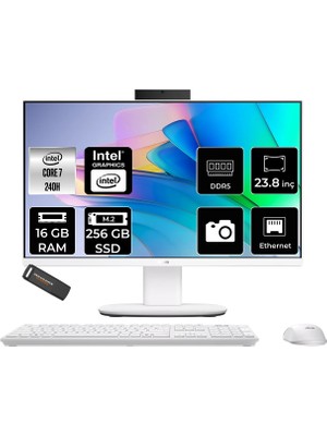Asus V440 Core 7 240H All In One Bilgisayar 16GB RAM 256GB SSD 23.8" FHD 100Hz FreeDOS + Per4 USB V440C716512W0DP306