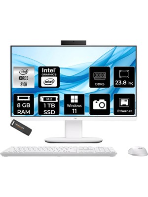 Asus V440 Intel Core 5 210H 8gb 1tb SSD 23.8" Fhd 100Hz W11H All In One Bilgisayar & Per4 USB Bellek V440C58512W0DP343