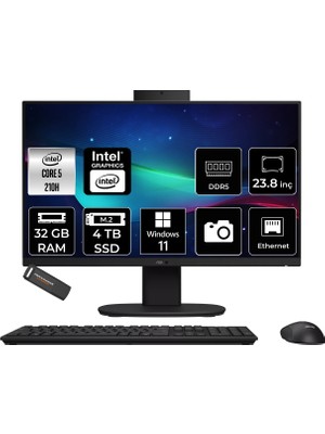 Asus V440 Intel Core 5 210H 32GB 4tb SSD 23.8" Fhd 100Hz W11P All In One Bilgisayar & Per4 USB Bellek V440C58512B0DP400