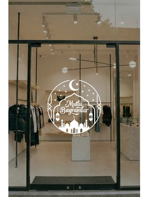 Mıgnatıs Mutlu Bayramlar Cam Vitrin Sticker – Bayram Temalı Mağaza Vitrin Süsü