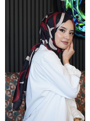 Afvente Geometrik Desen Kırmızı Soft Pamuk Şal