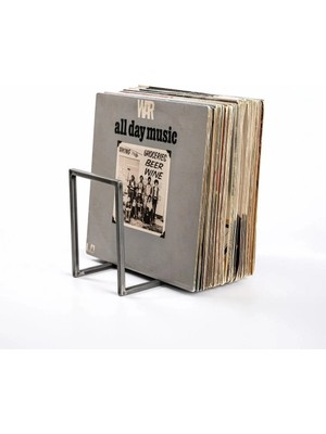 Merzana Metal Plaklık Lp Plak Standı – Dergilik ve Plak Organizeri Krom Modern Tasarım