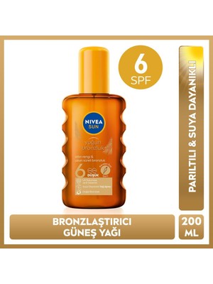 Nivea Sun Spf6 Bronzlaştırıcı Güneş Yağı 200 Ml,altın Rengi ve Parıltılı,suya Dayanıklı,e Vitamini,karoten