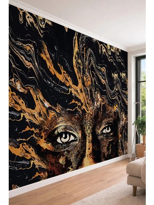 Dreamwall Soyut Portre Temalı Akışkan Sanat Detaylı Tek Parça Tekstil Duvar Kağıdı