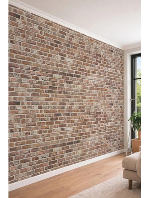 Dreamwall Eskitme Tuğla Desenli Rüstik Tek Parça Tekstil Duvar Kağıdı